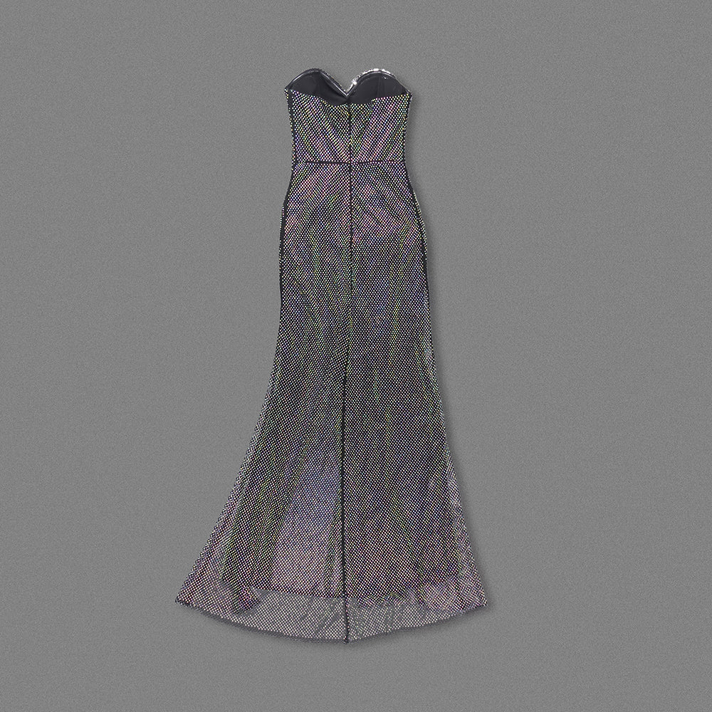 Strapless Crystal Draped Maxi Dress HV1405