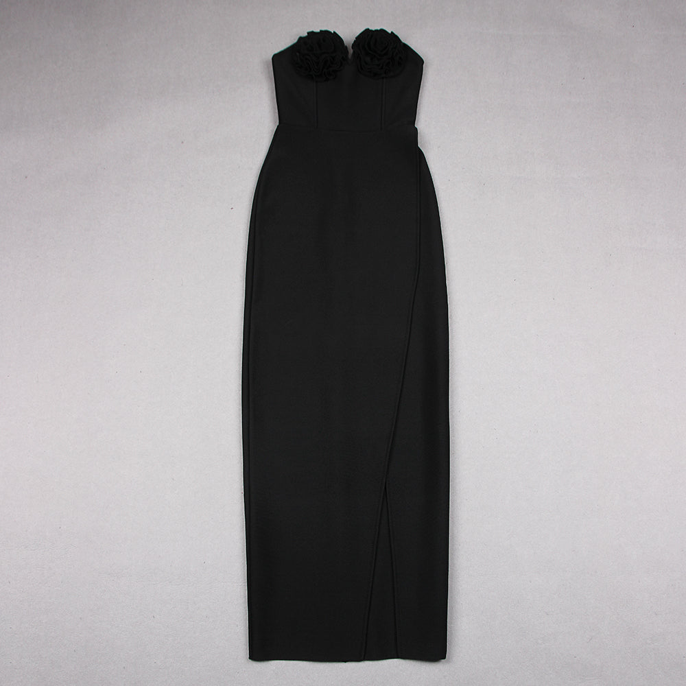 Strapless Rose Bustier Maxi Dress HV9592