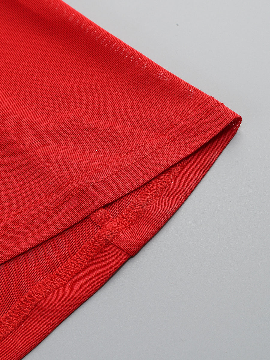 Floral Detail Maxi Dress Red