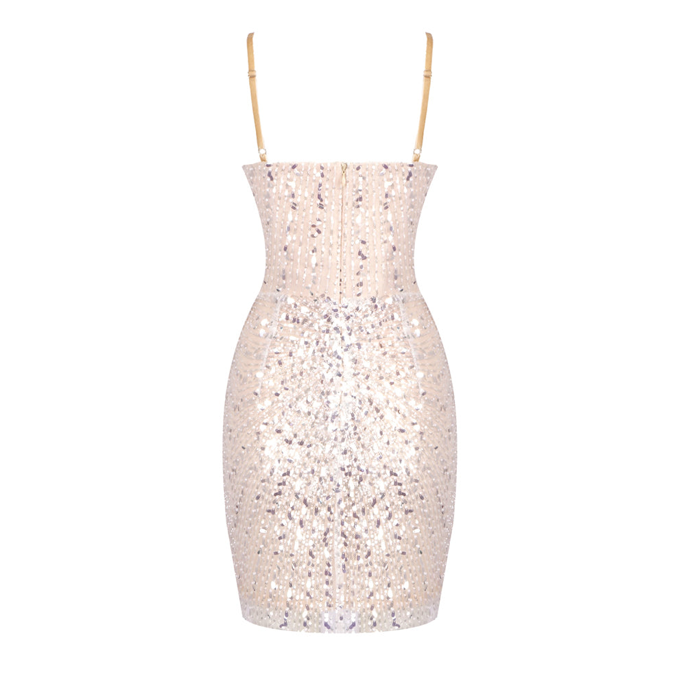 Sequin Crystal Dress Nude HV1997