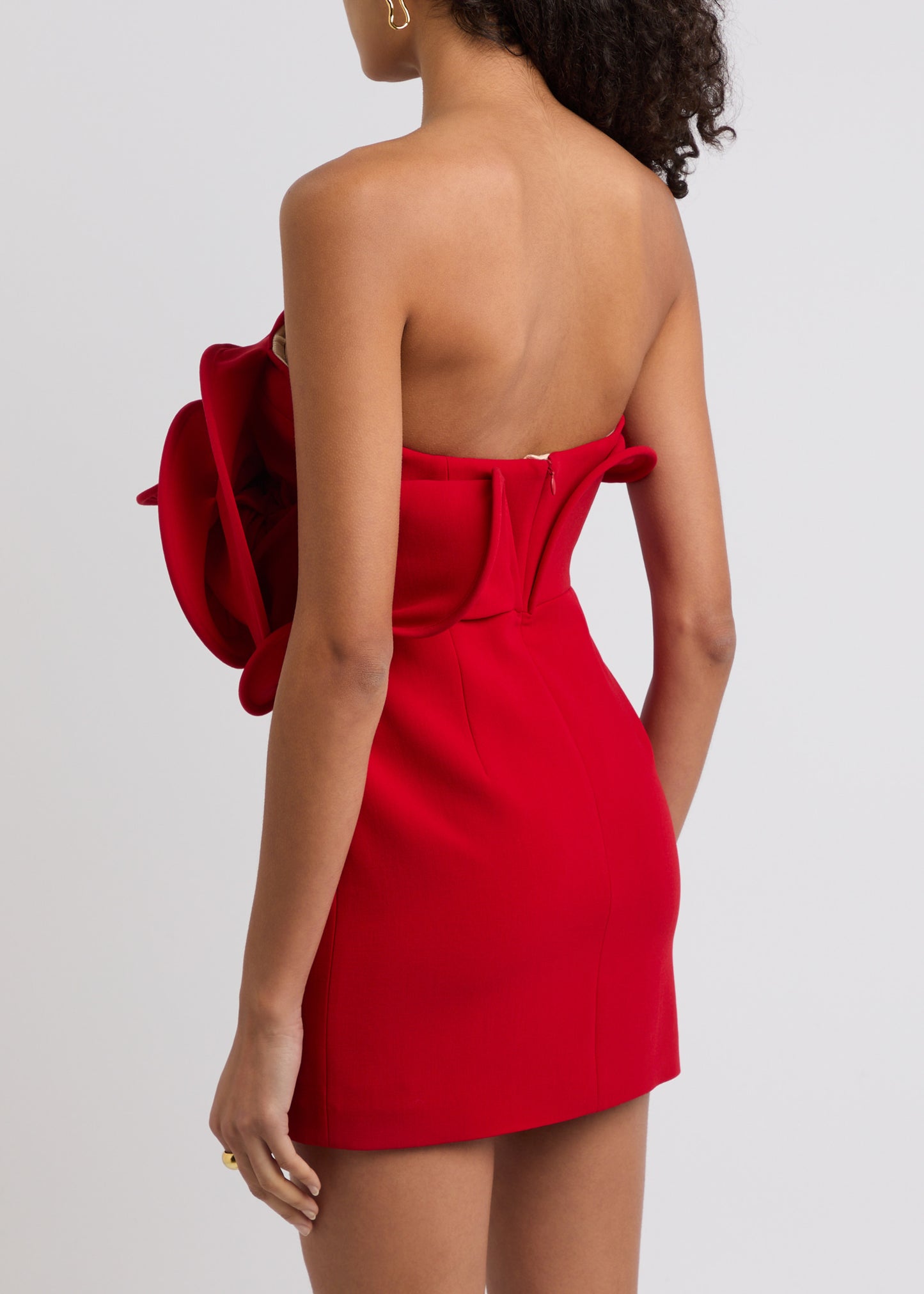 Strapless Flower Dress Red HV1896