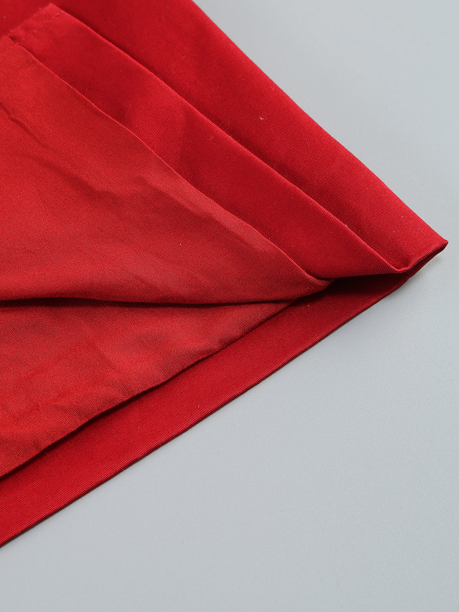Strapless Bow Detail Midi Dress Red