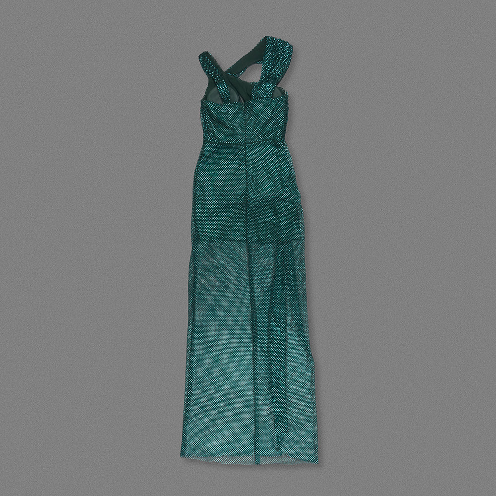 Sparkly Draped Maxi Dress Green HV2150