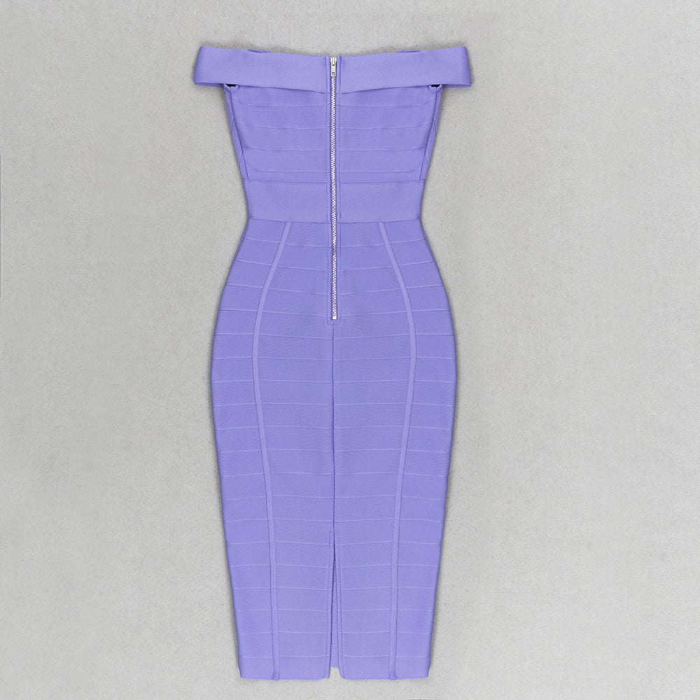 Off Shoulder Midi Dress Purple HV9643