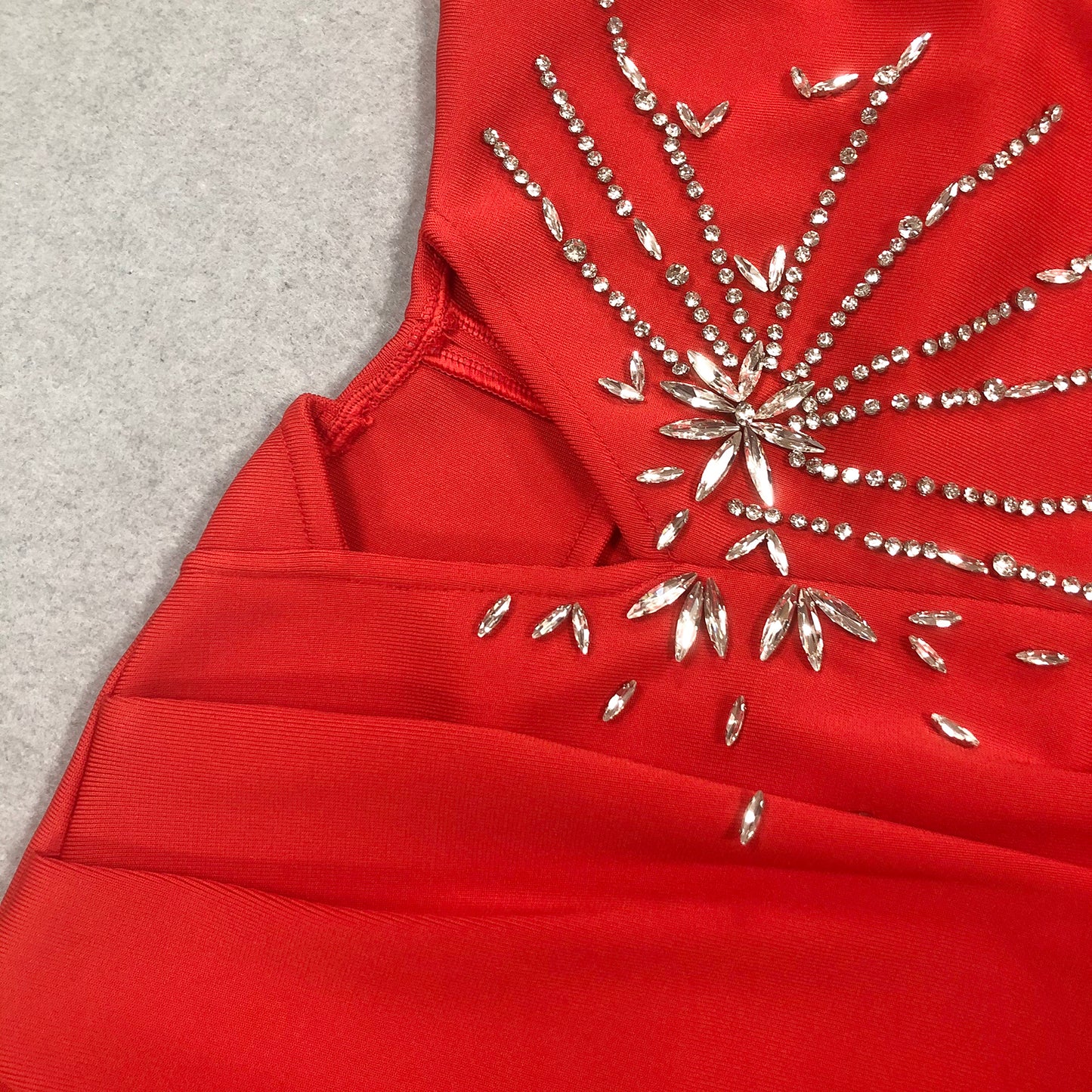 Crystal Draped Maxi Dress Red