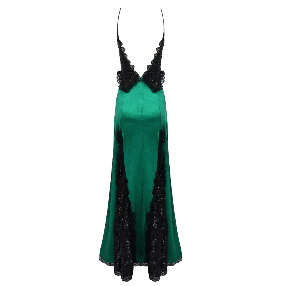 Sequined Lace A Line Maxi Dress HV9854