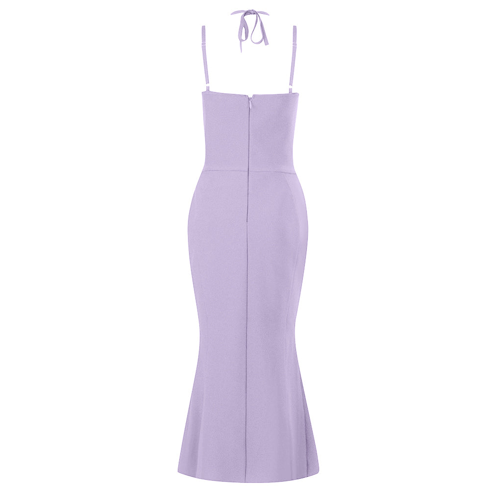 Halter Mermaid Midi Dress V8692