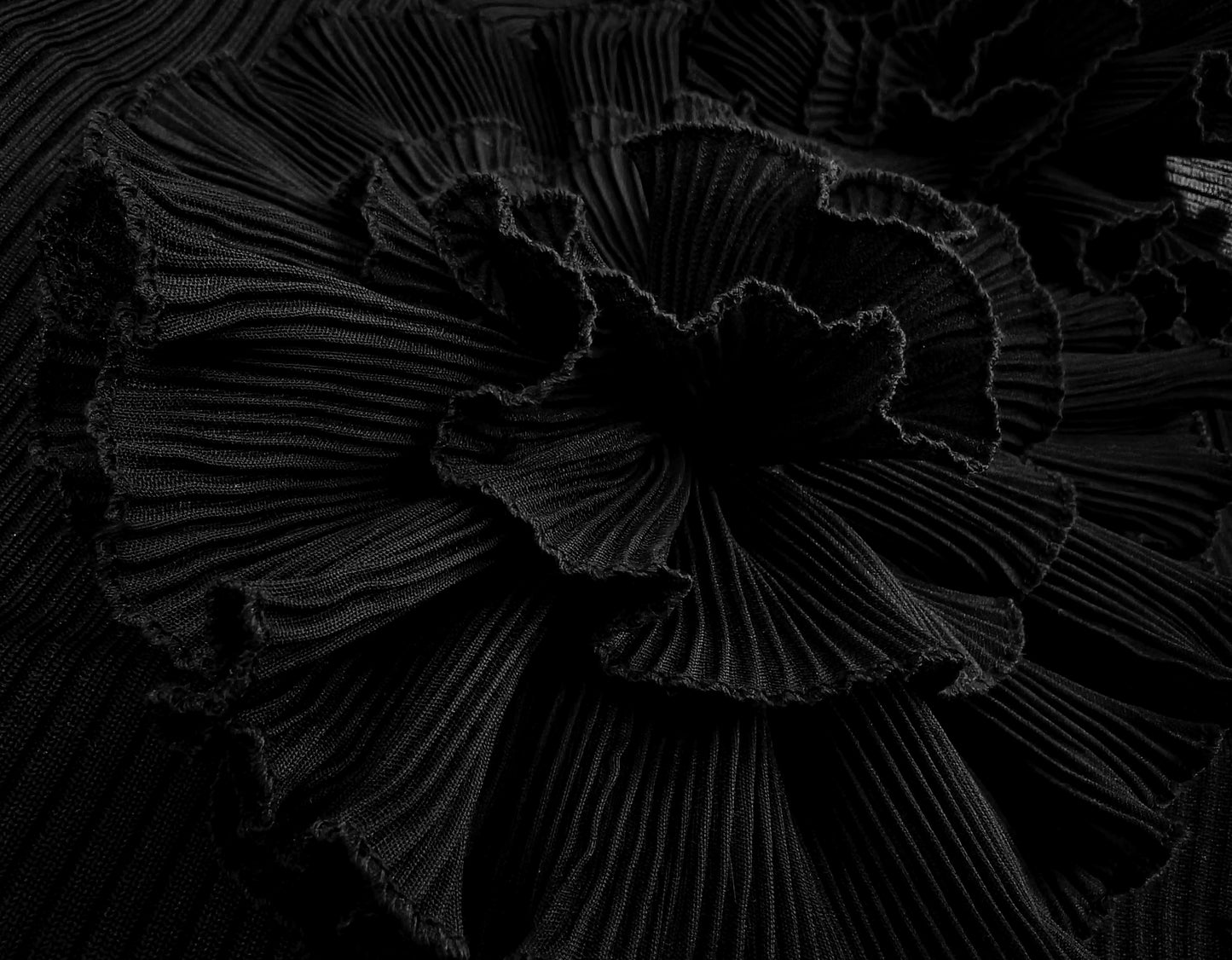 Strapless Floral Ruffle Dress Black