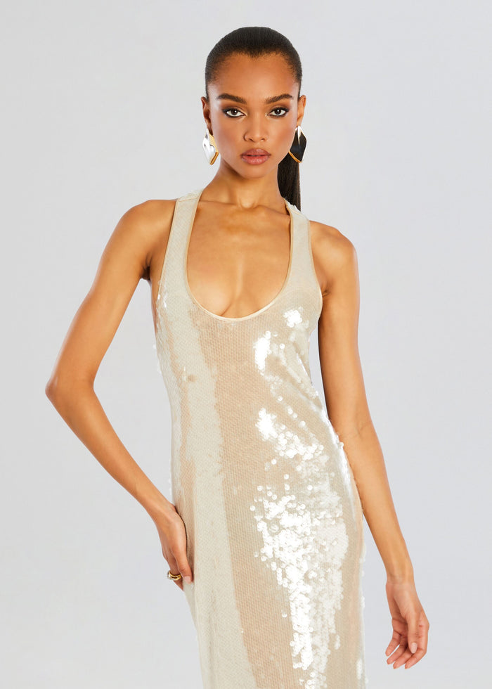 Sequin Maxi Dress Ivory HV1975