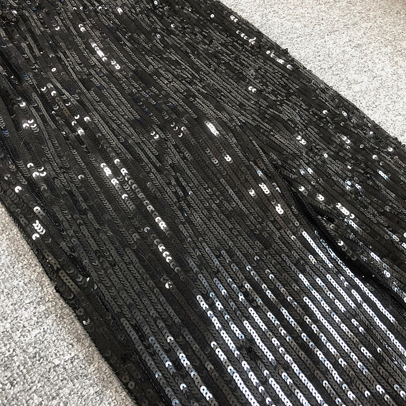 Strapless Feather Sequin Jumpsuit Black HV1549