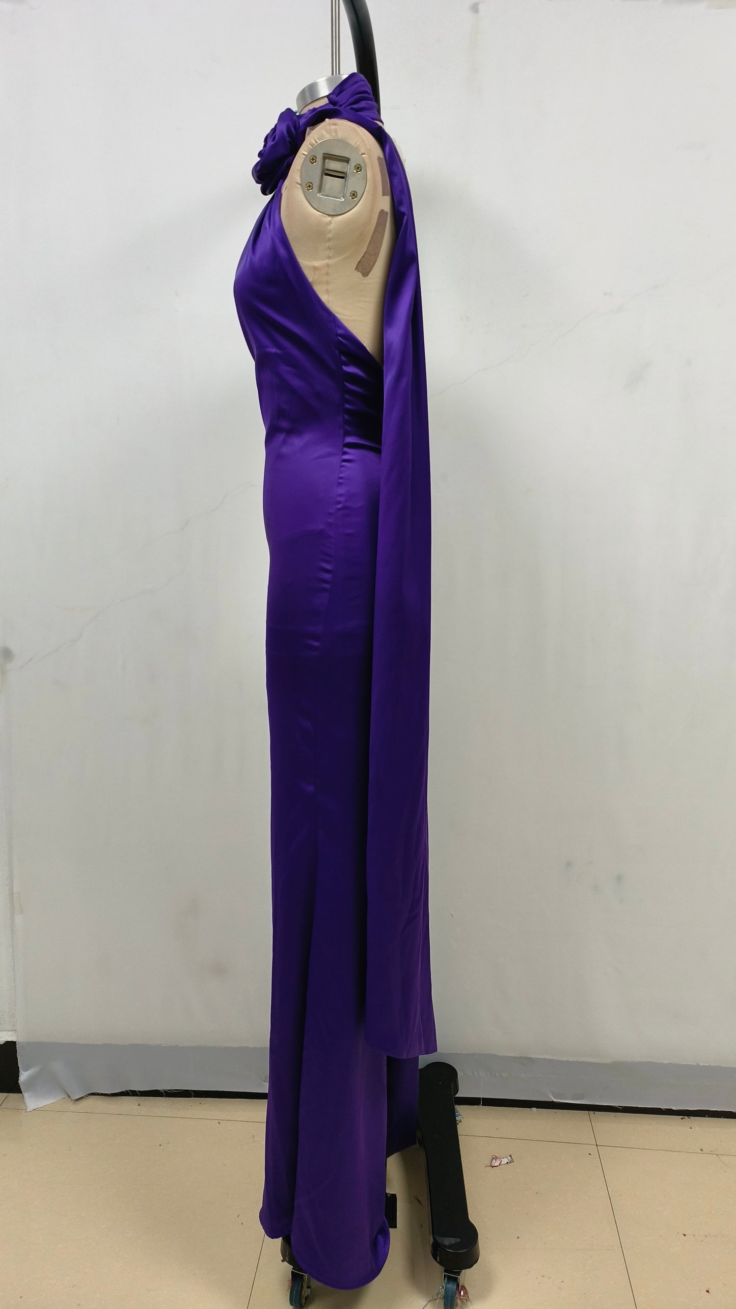One Shoulder Floral Maxi Dress Purple HV1771
