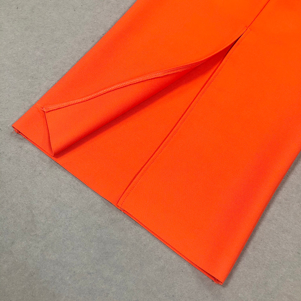 Ruffle Sleeve Bustier Midi Dress Orange HV1597