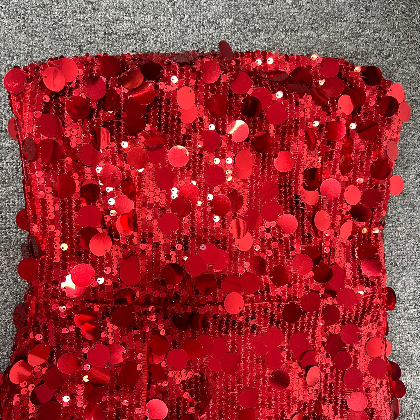 Strapless Big Sequins Maxi Dress Red BB505