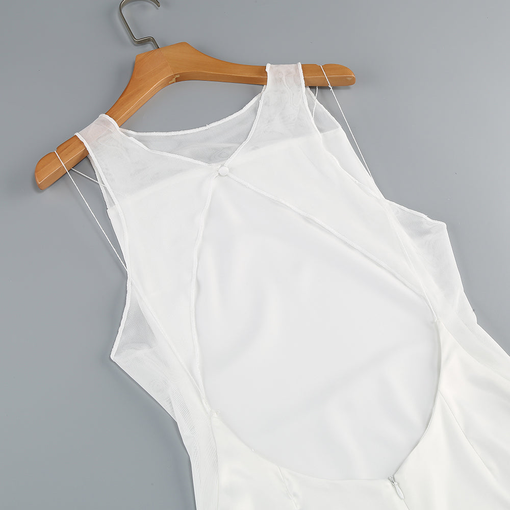 Mesh Insert Maxi Dress White HV1919