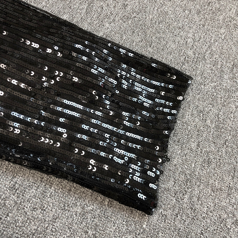 Strapless Feather Sequin Jumpsuit Black HV1549