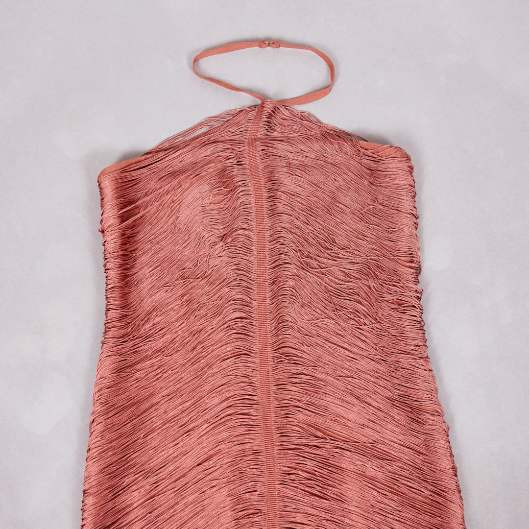 Halter Tassel Detail Maxi Dress Rust