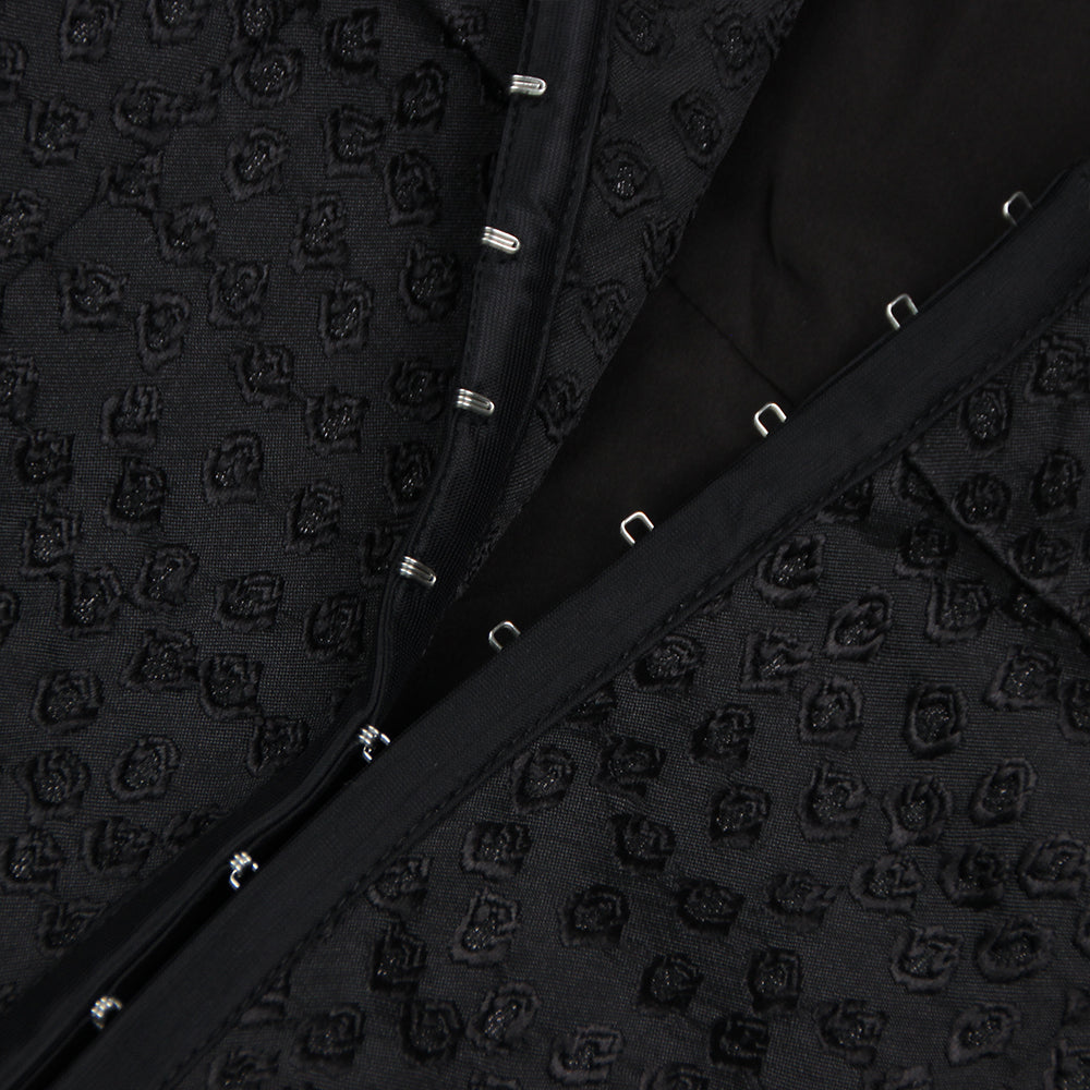 Long Sleeve Crystal Trim Blazer Dress Black HV9354