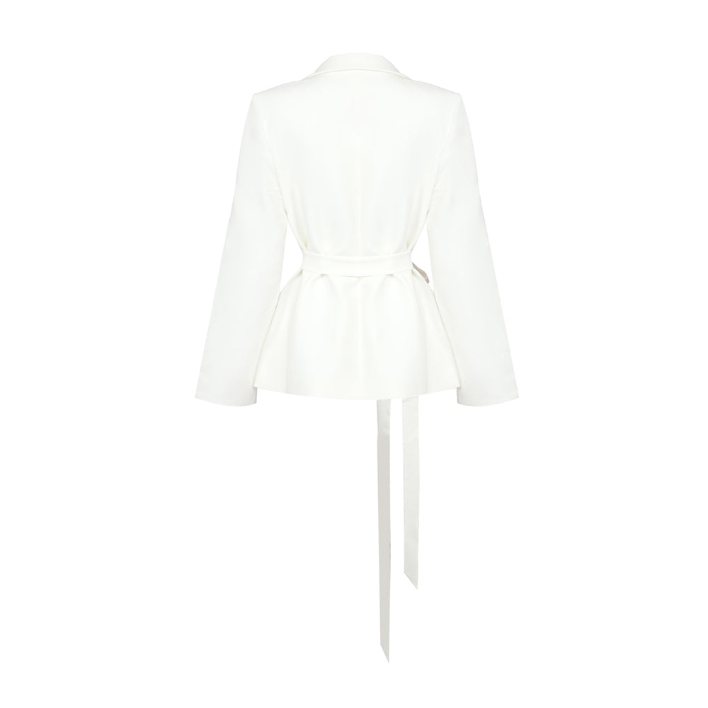 Long Sleeve Crystal Detail Blazer White HV9765