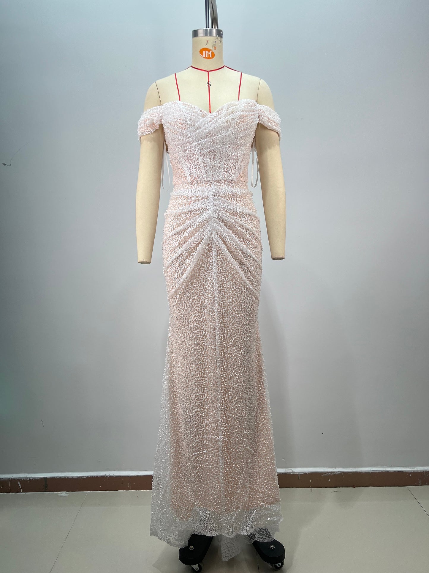 Bardot Sequin Draped Maxi Dress White HV1742
