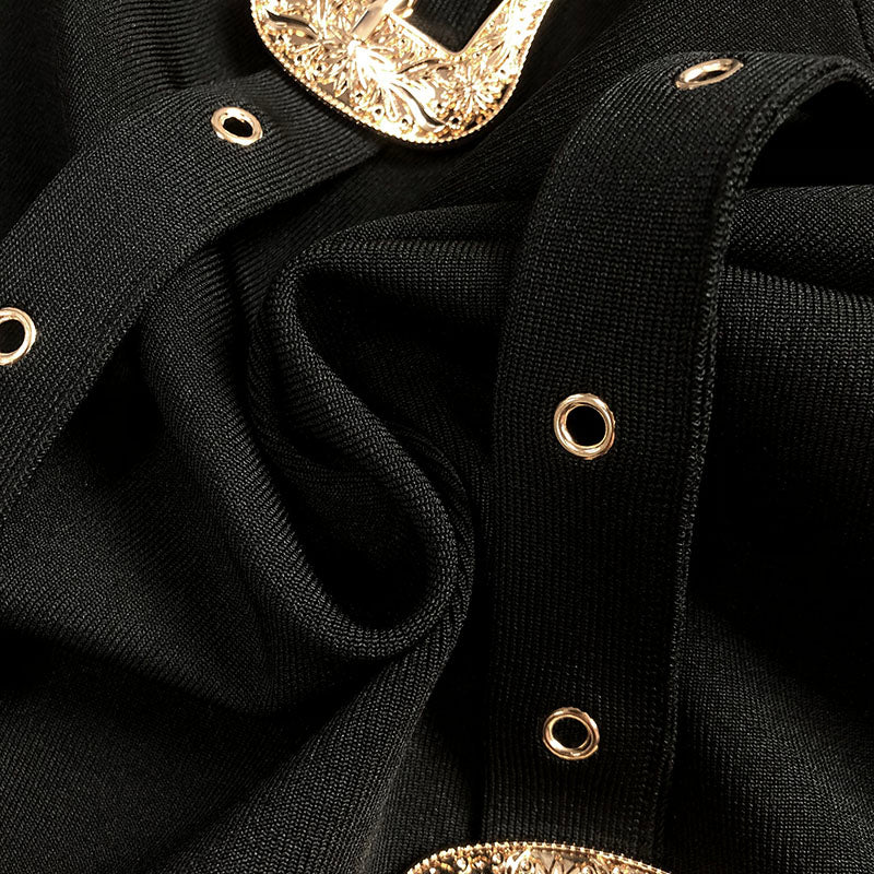 Bustier Buckle Detail Dress Black HV1662