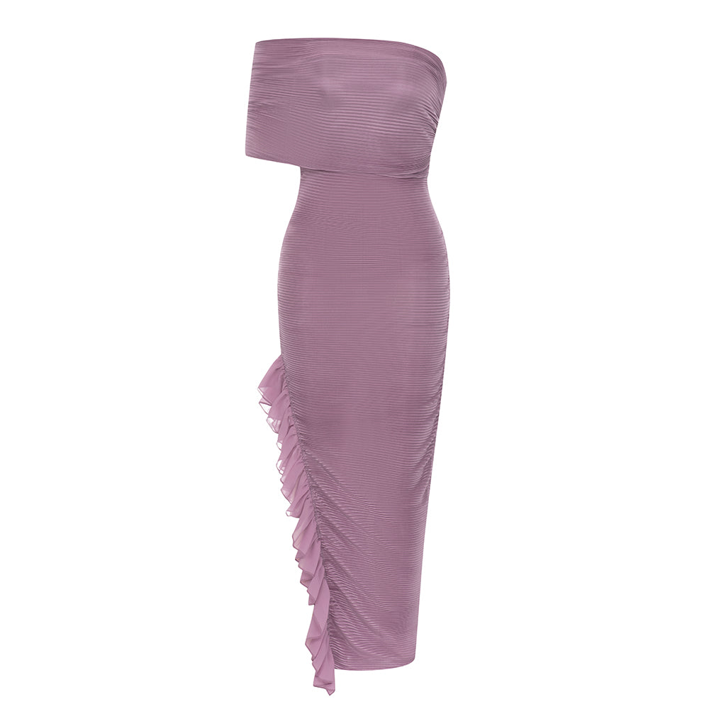 Off Shoulder Ruffle Maxi Dress HV9006