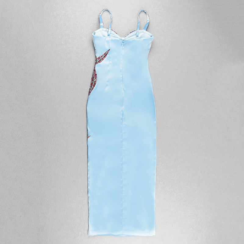 Crystal Bustier Starfish Detail Maxi Dress Blue HV7767