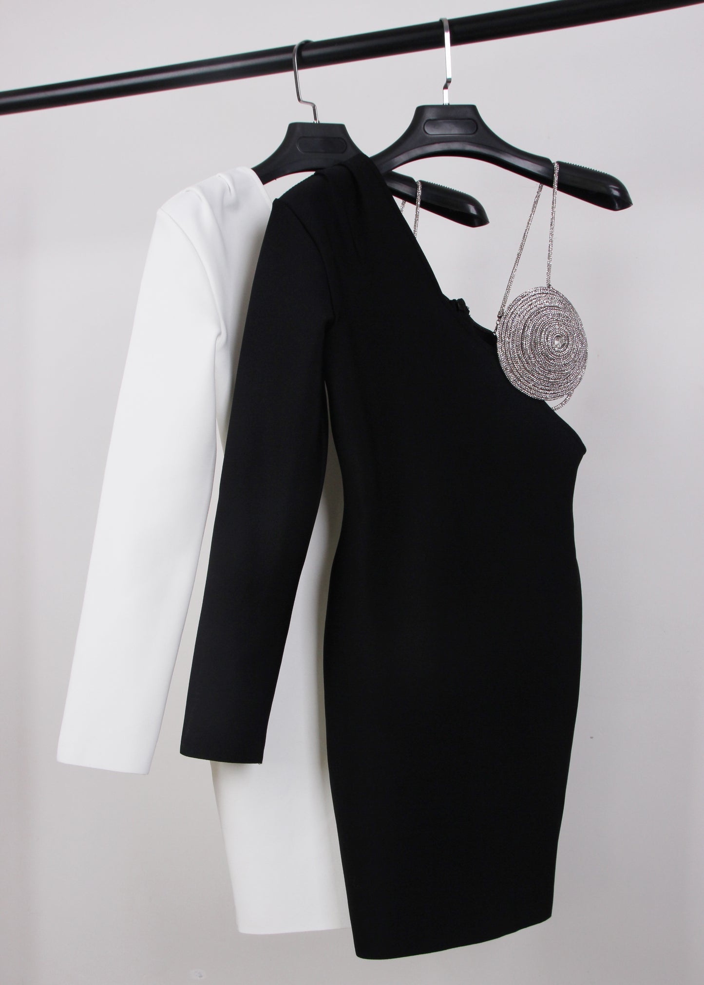 Long Sleeve Rhinestone Bustier Dress HV8724