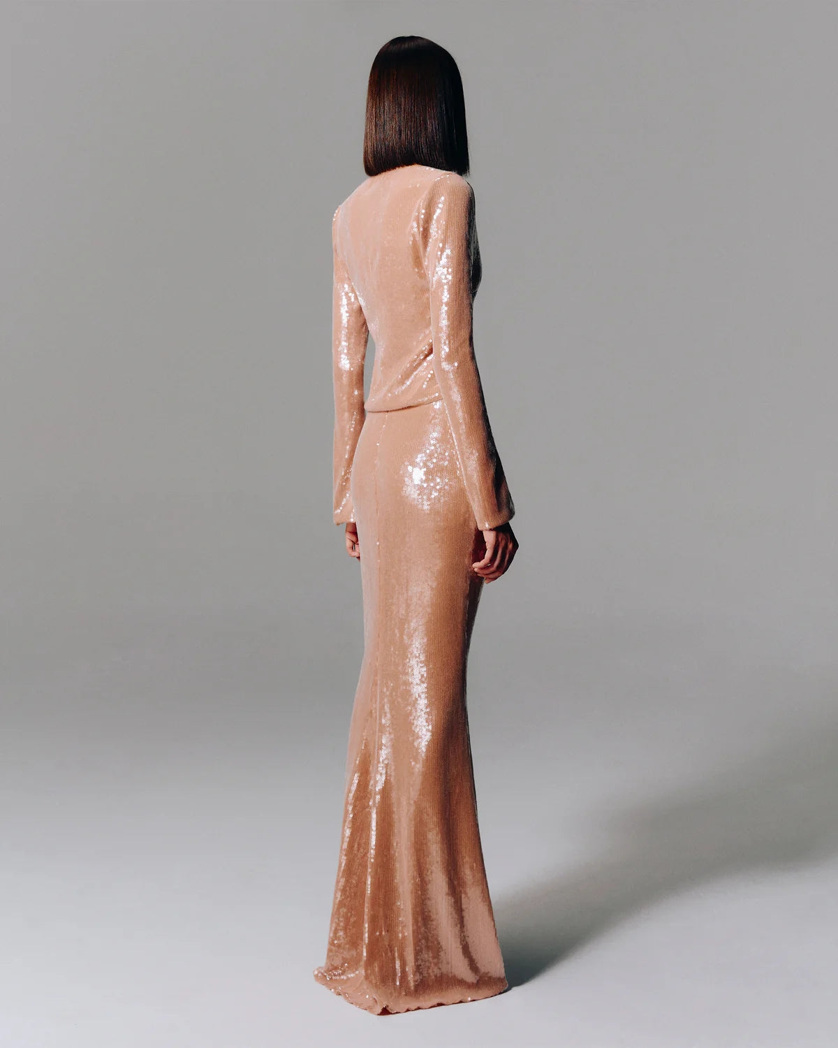 Long Sleeve Sequin Two Piece Maxi Dress HV2163