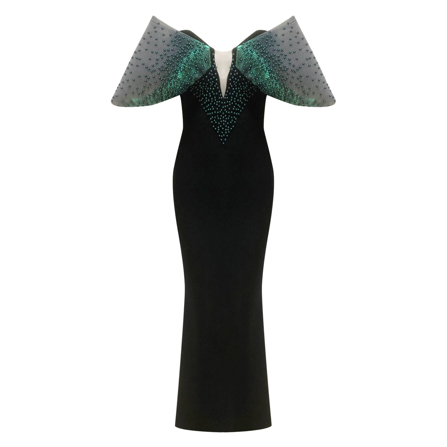 Bardot Embellished Maxi Dress Green Black