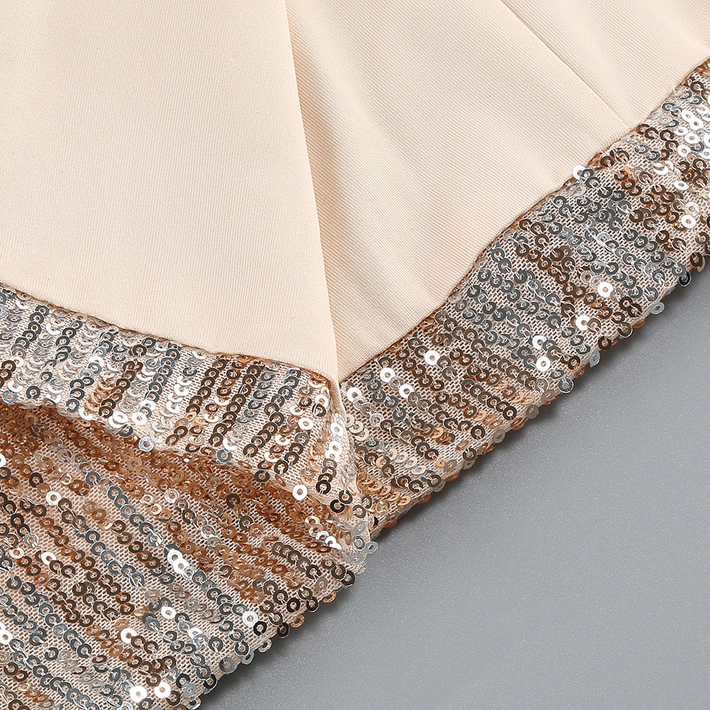 Strapless Sequin Maxi Dress Gold Silver