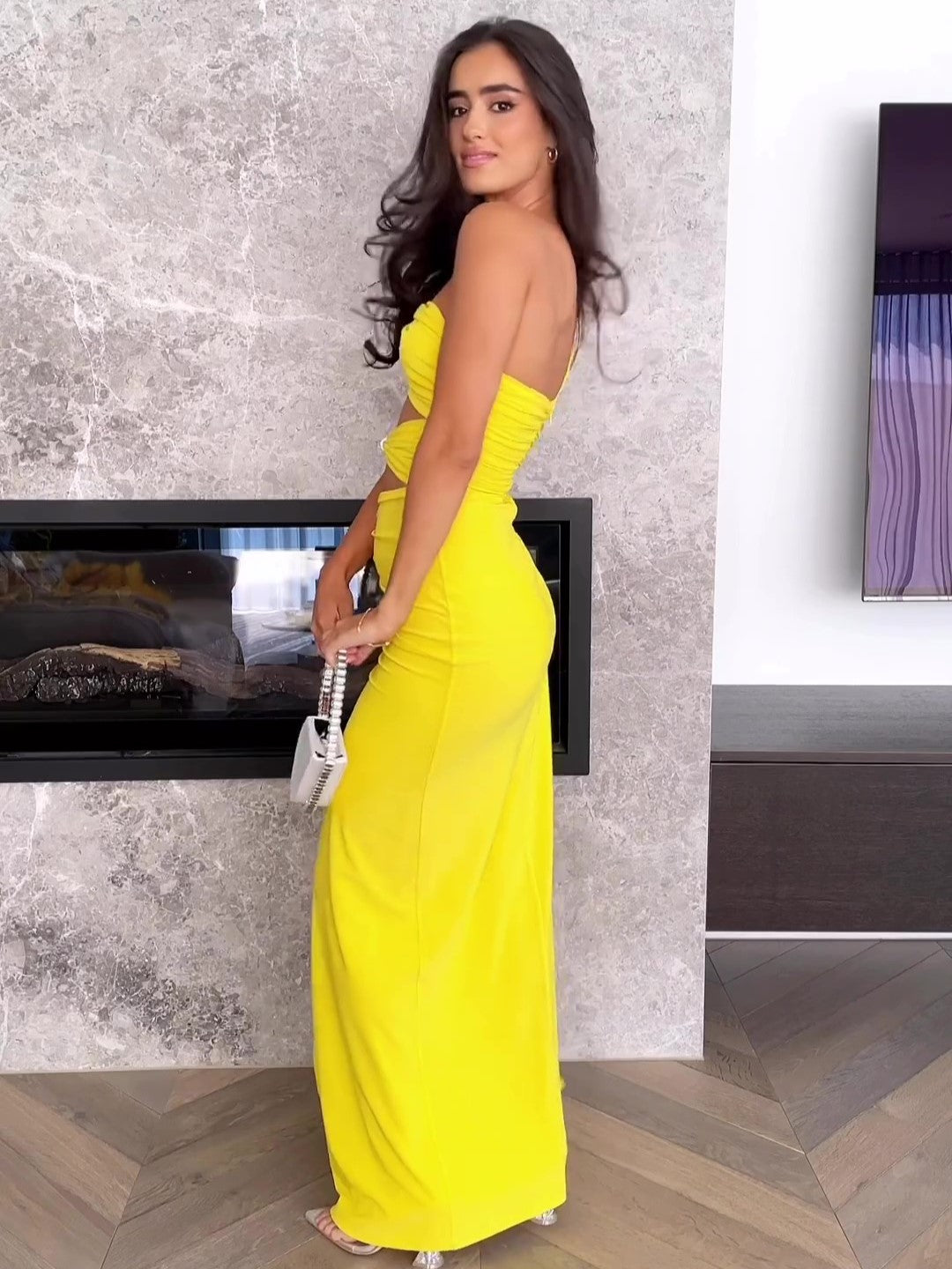 One Shoulder Maxi Dress Yellow HV9498