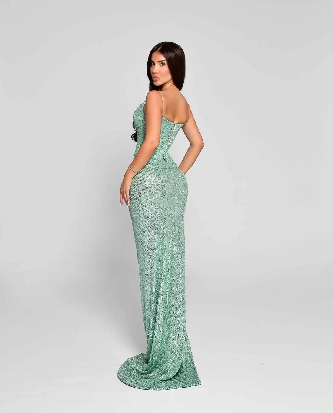 Sequin Corset Maxi Dress Green HV2071