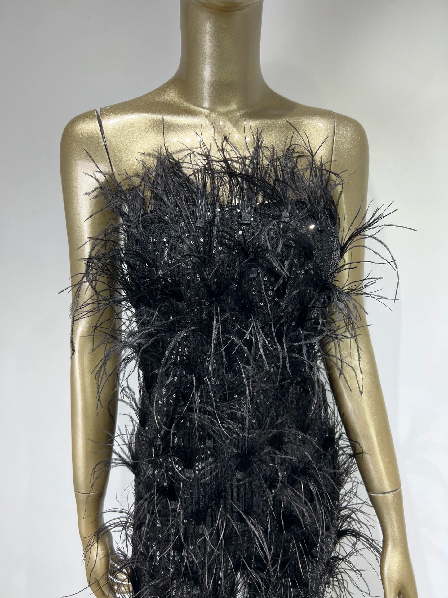 Strapless Feather Sequin Jumpsuit