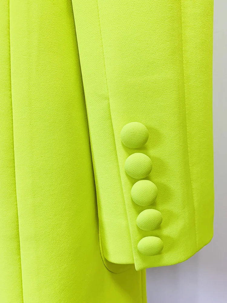Long Sleeve Blazer Dress Neon