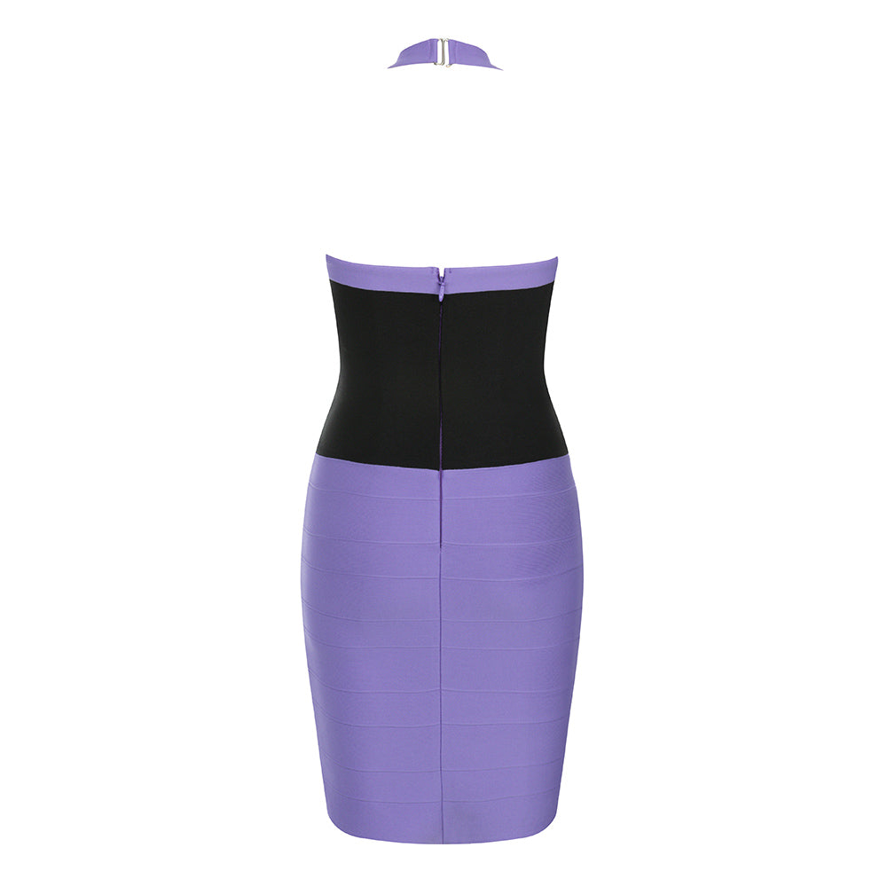 Halter Dress Purple Black HV9466