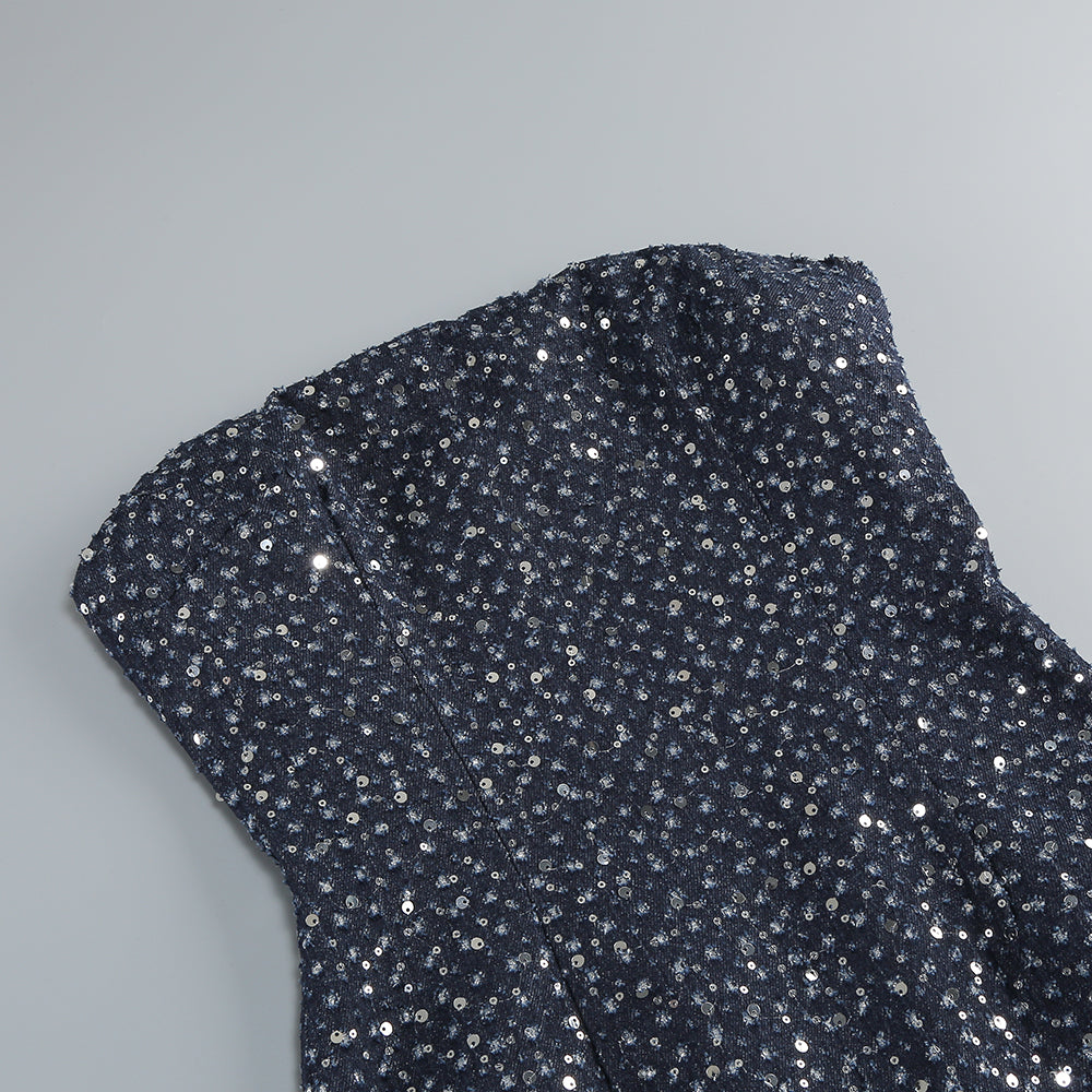 Strapless Sequin Dress Navy Blue HV1945