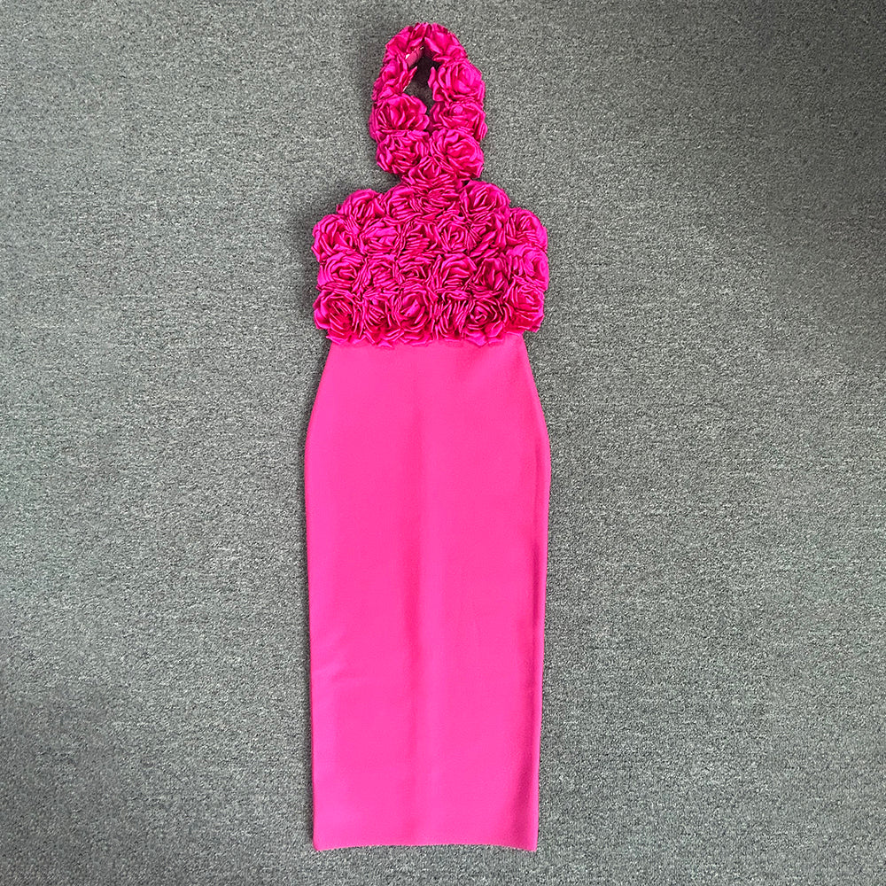 Halter Floral Midi Dress HV1996