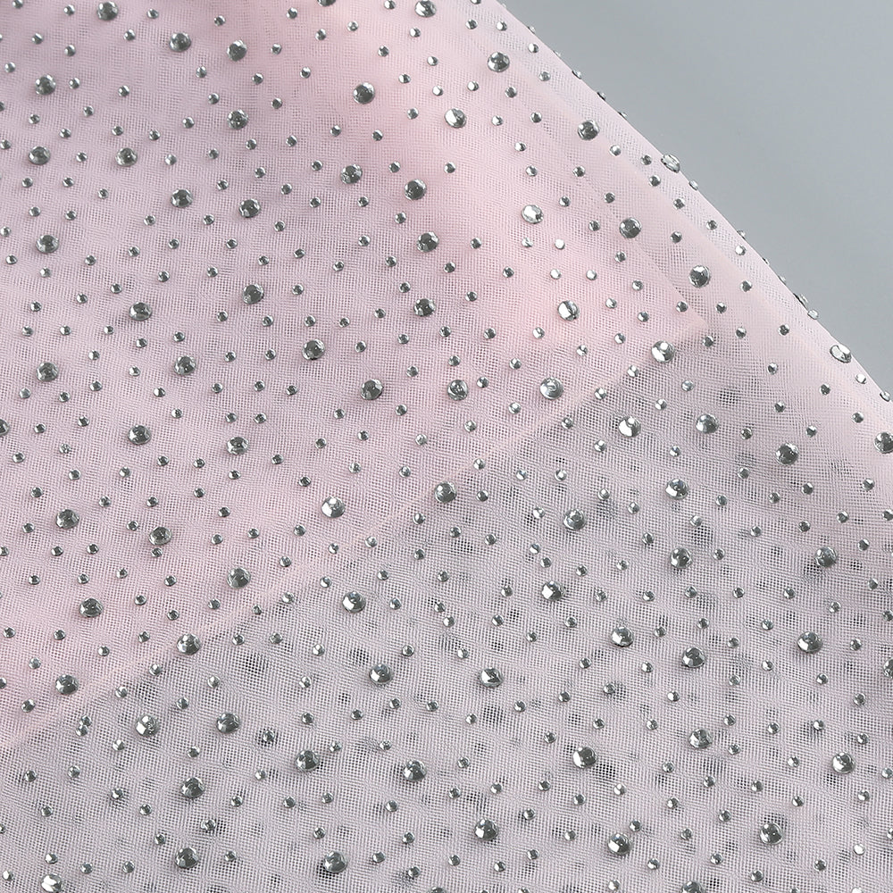 Crystal Lace Bustier Midi Dress Pink HV