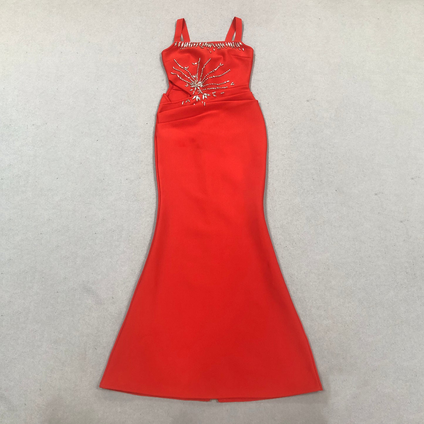 Crystal Draped Maxi Dress Red
