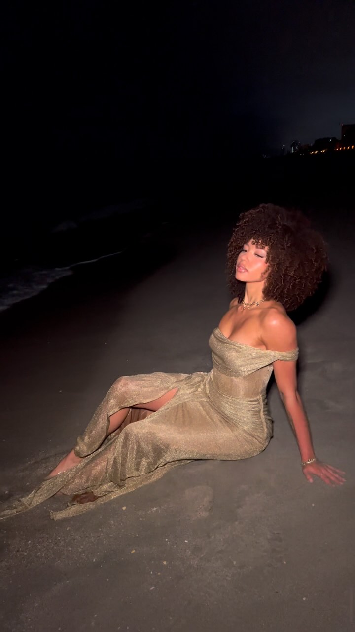One Shoulder Draped Maxi Dress Gold Nude HV2070
