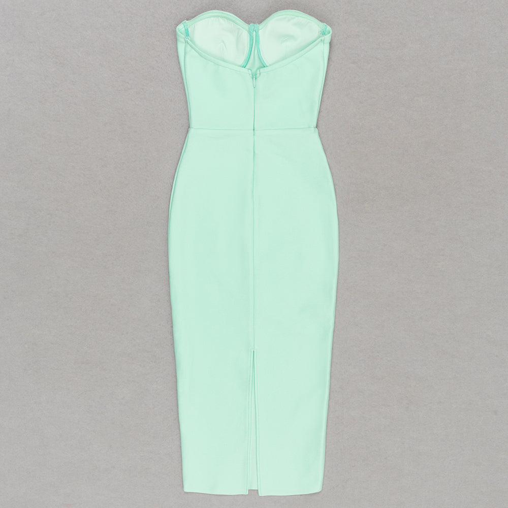 Strapless Structured Midi Dress Green HV9421