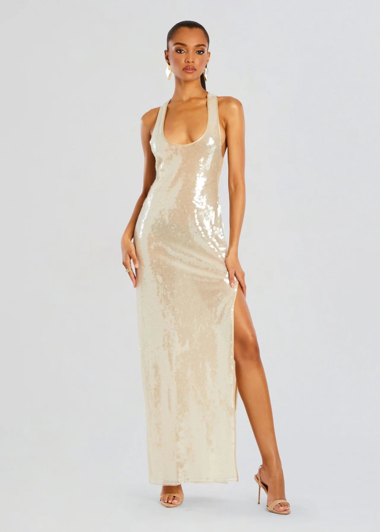 Sequin Maxi Dress Ivory HV1975