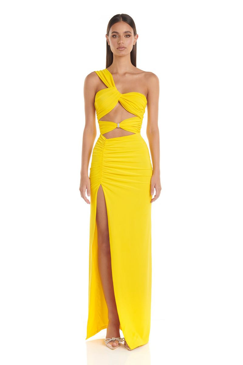 One Shoulder Maxi Dress Yellow HV9498