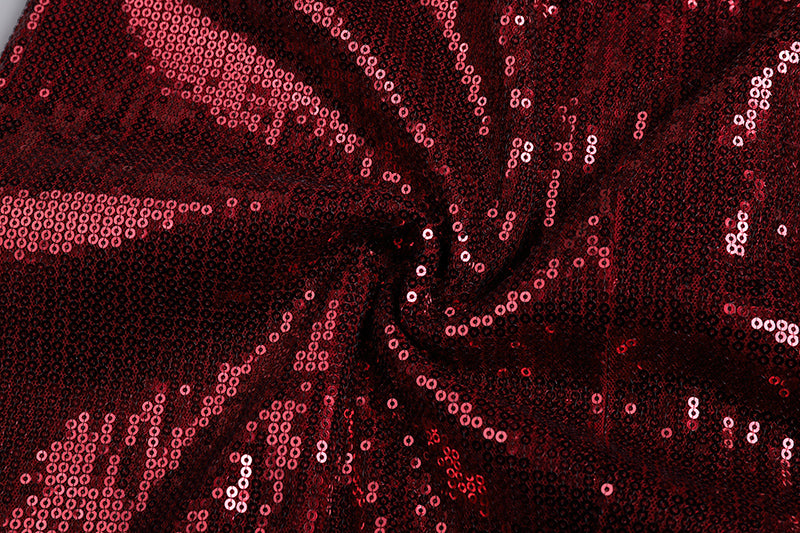 Halter Sequin Feather Maxi Dress Red