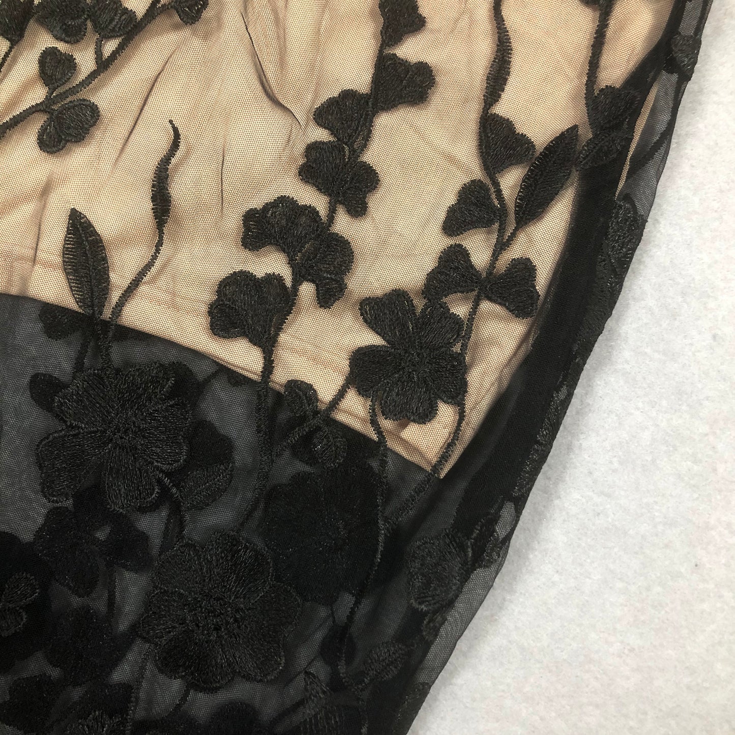 Strapless Floral Embroidered Maxi Dress Black HV2101