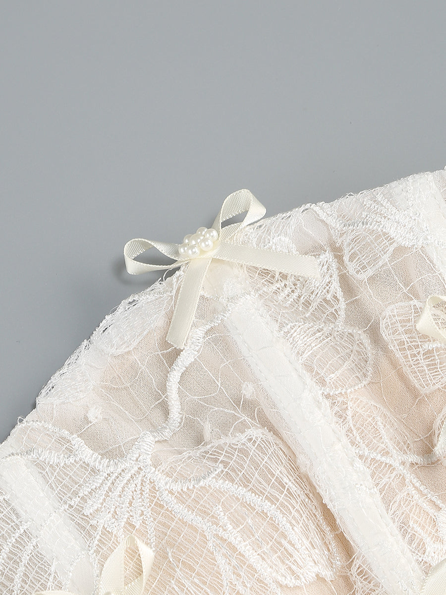 Strapless Lace Corset Two Piece Dress Ivory