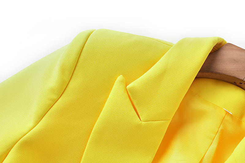 Long Sleeve Feather Detail Blazer Yellow Purple