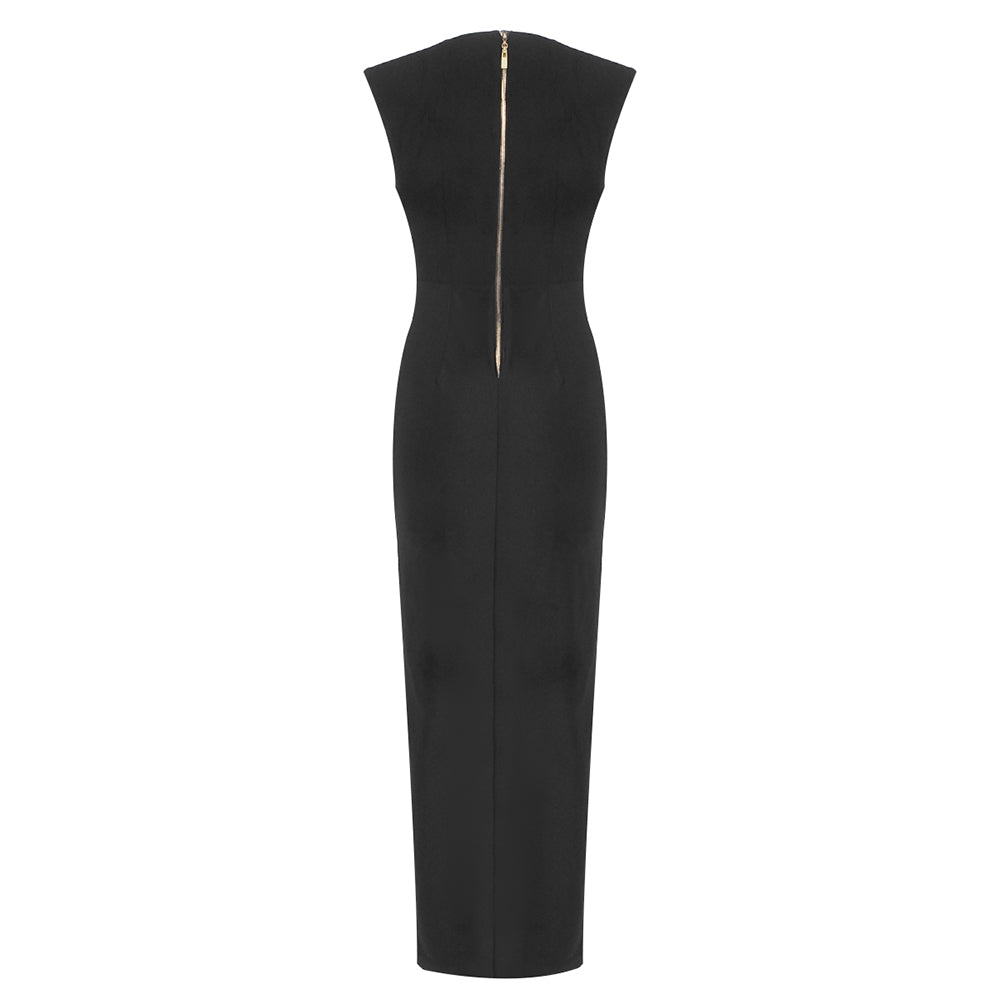 Button Detail Maxi Dress Black HV2128