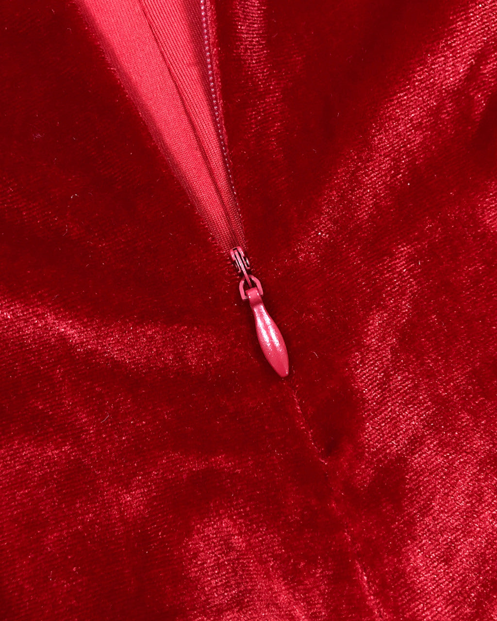 Bustier Detail Velvet Jumpsuit Red