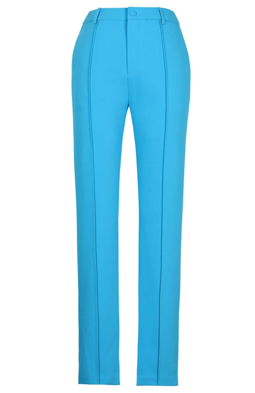 Long Sleeve Colorblock Suit Blue White